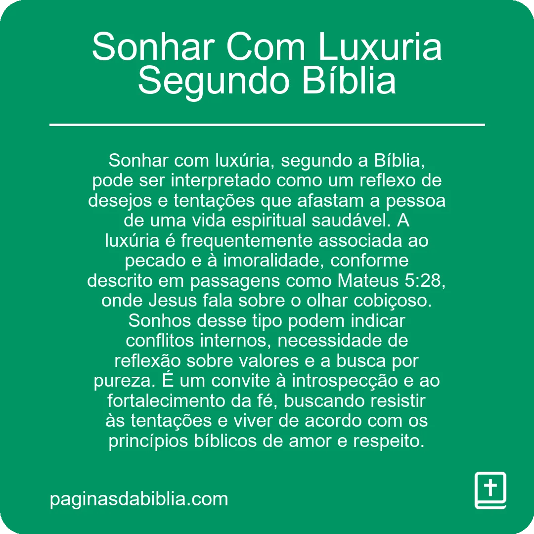 Sonhar Com Luxuria Segundo Bíblia