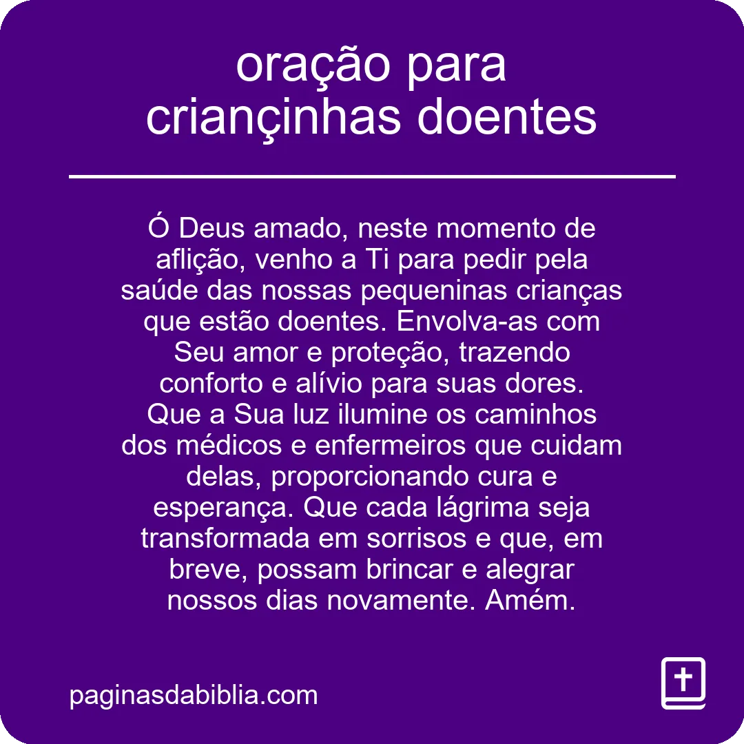 oração para criançinhas doentes