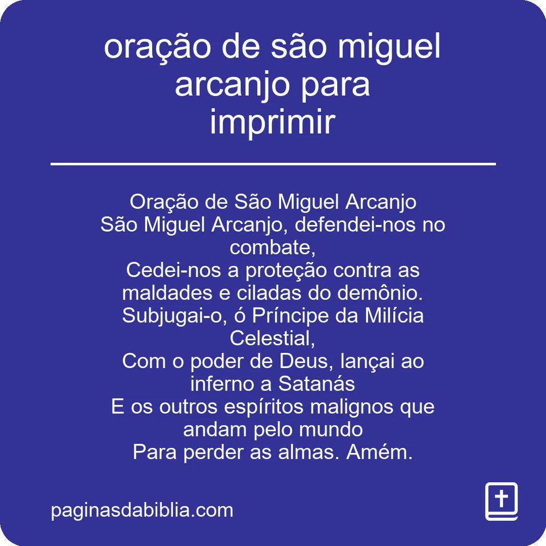 oração de são miguel arcanjo para imprimir