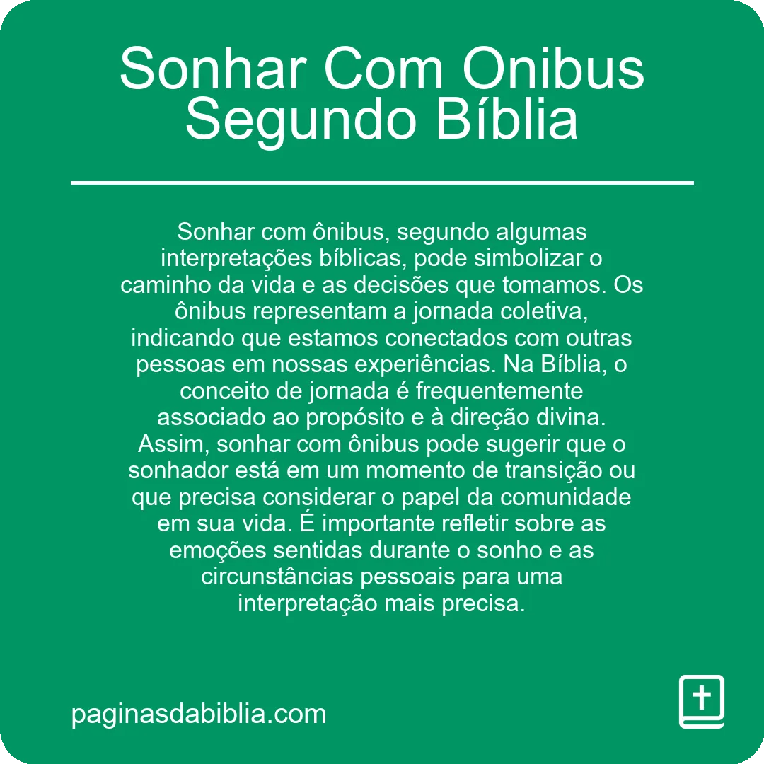 Sonhar Com Onibus Segundo Bíblia