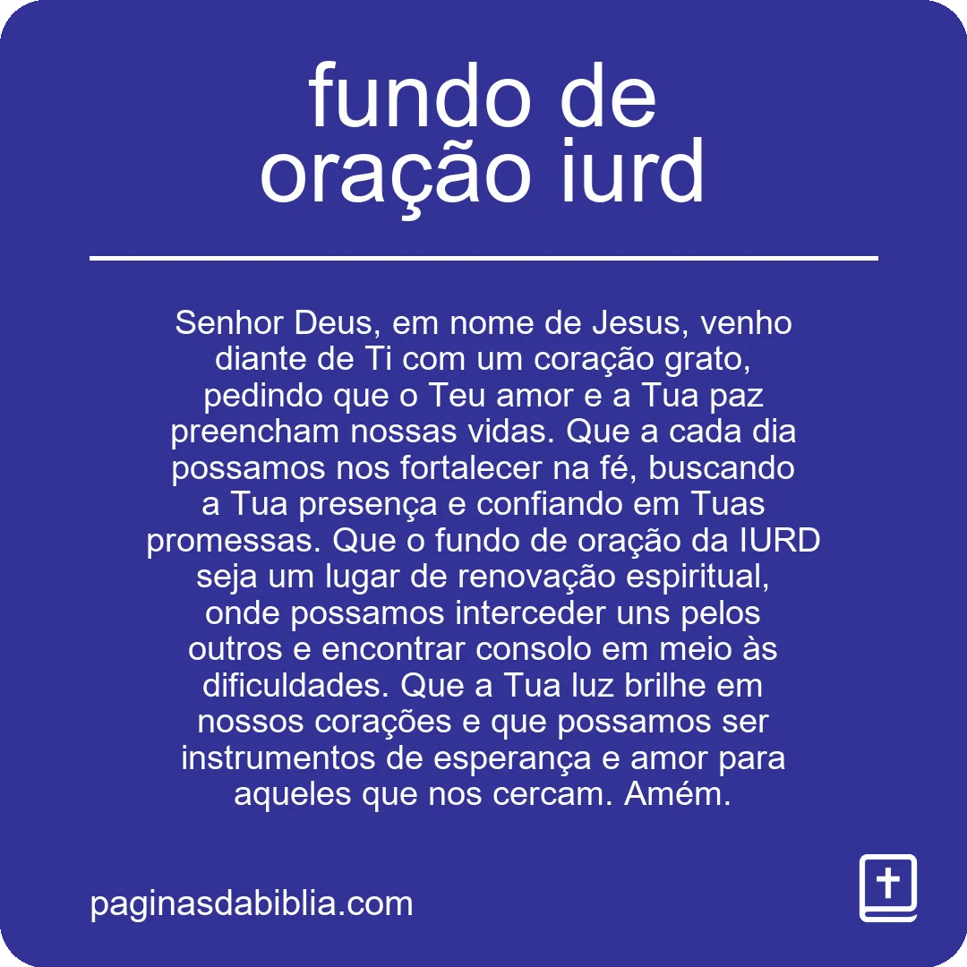 fundo de oração iurd