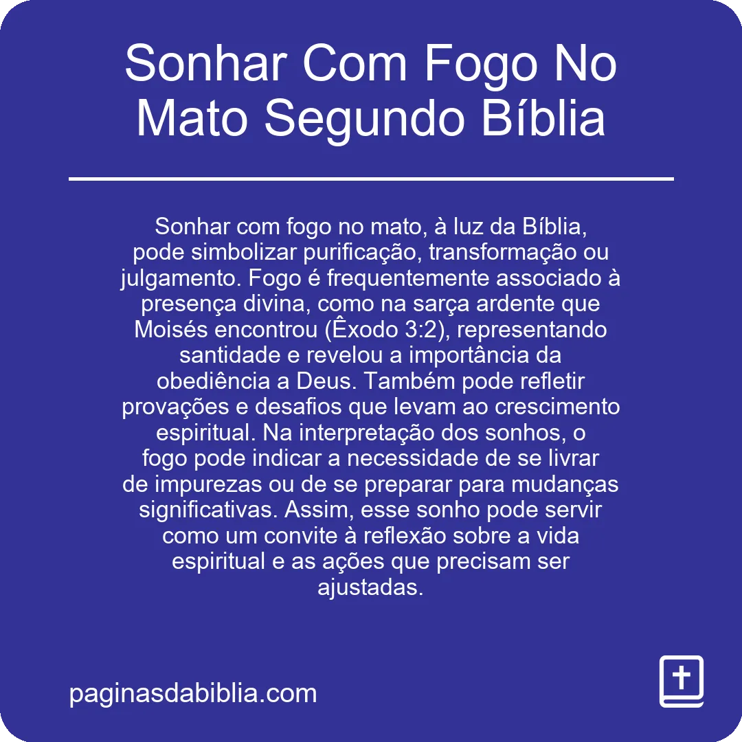 Sonhar Com Fogo No Mato Segundo Bíblia