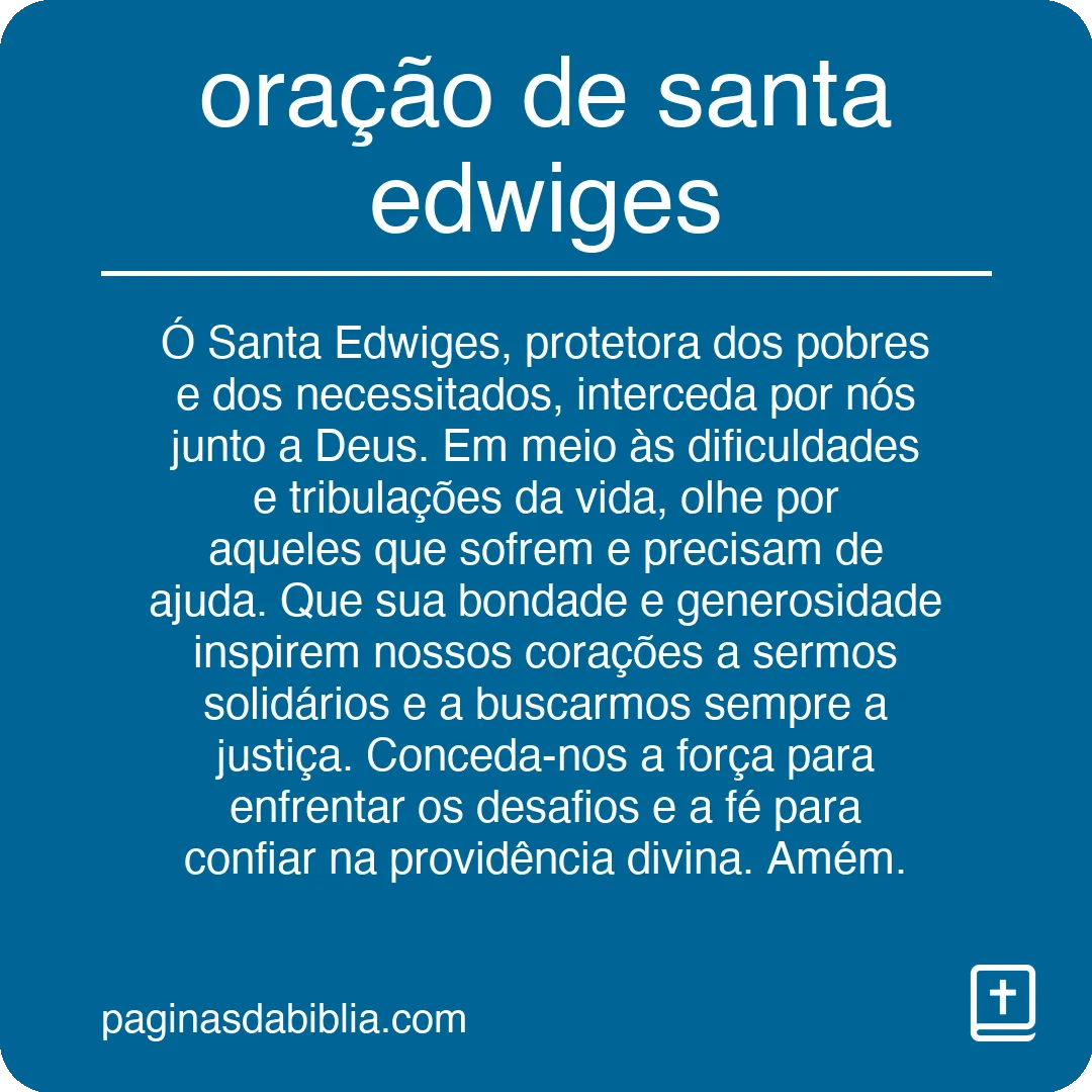 oração de santa edwiges