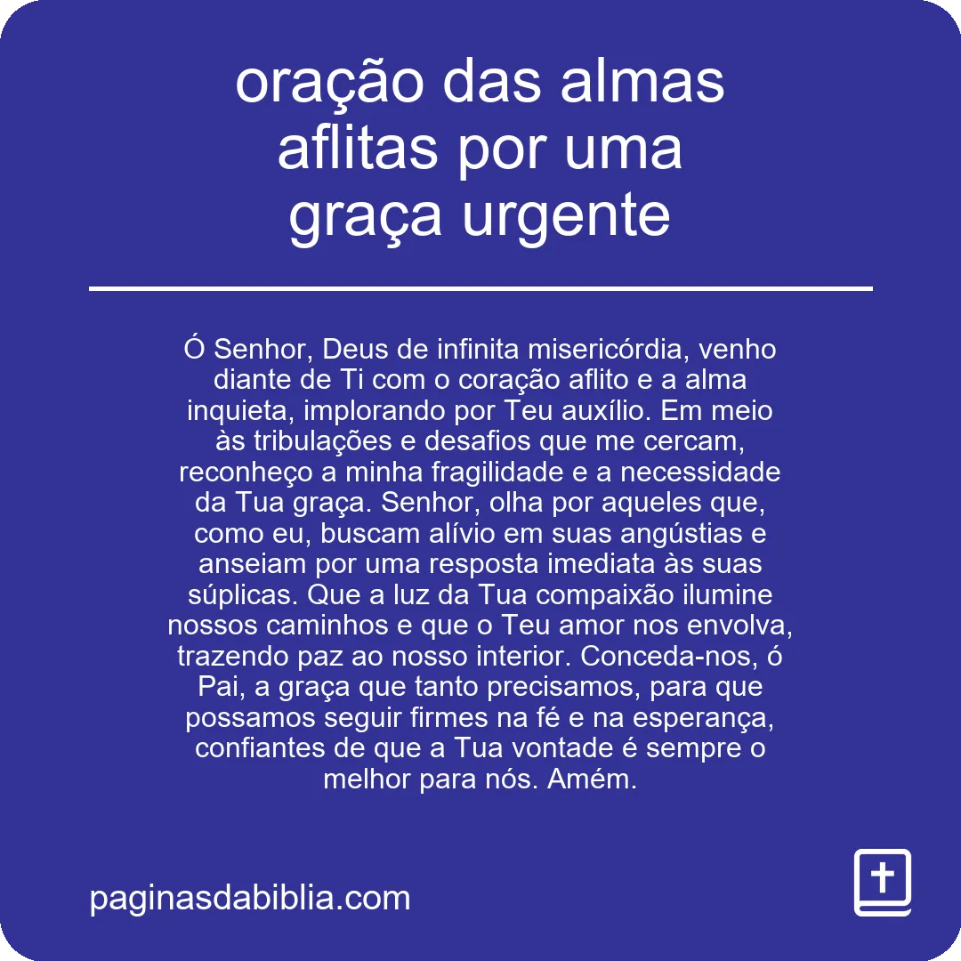 oração das almas aflitas por uma graça urgente