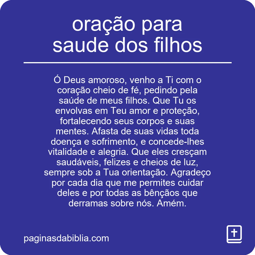 oração para saude dos filhos