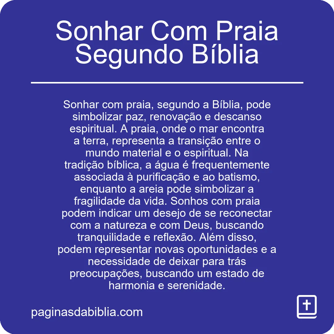 Sonhar Com Praia Segundo Bíblia