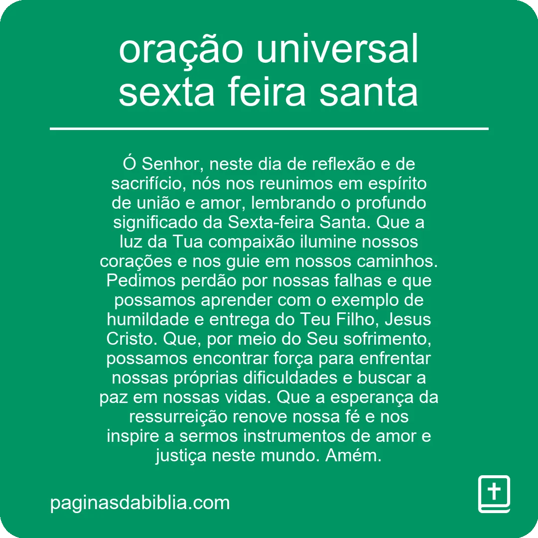 oração universal sexta feira santa