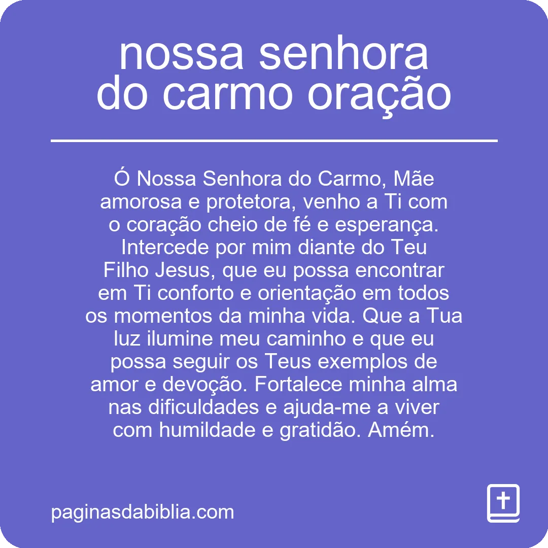 nossa senhora do carmo oração