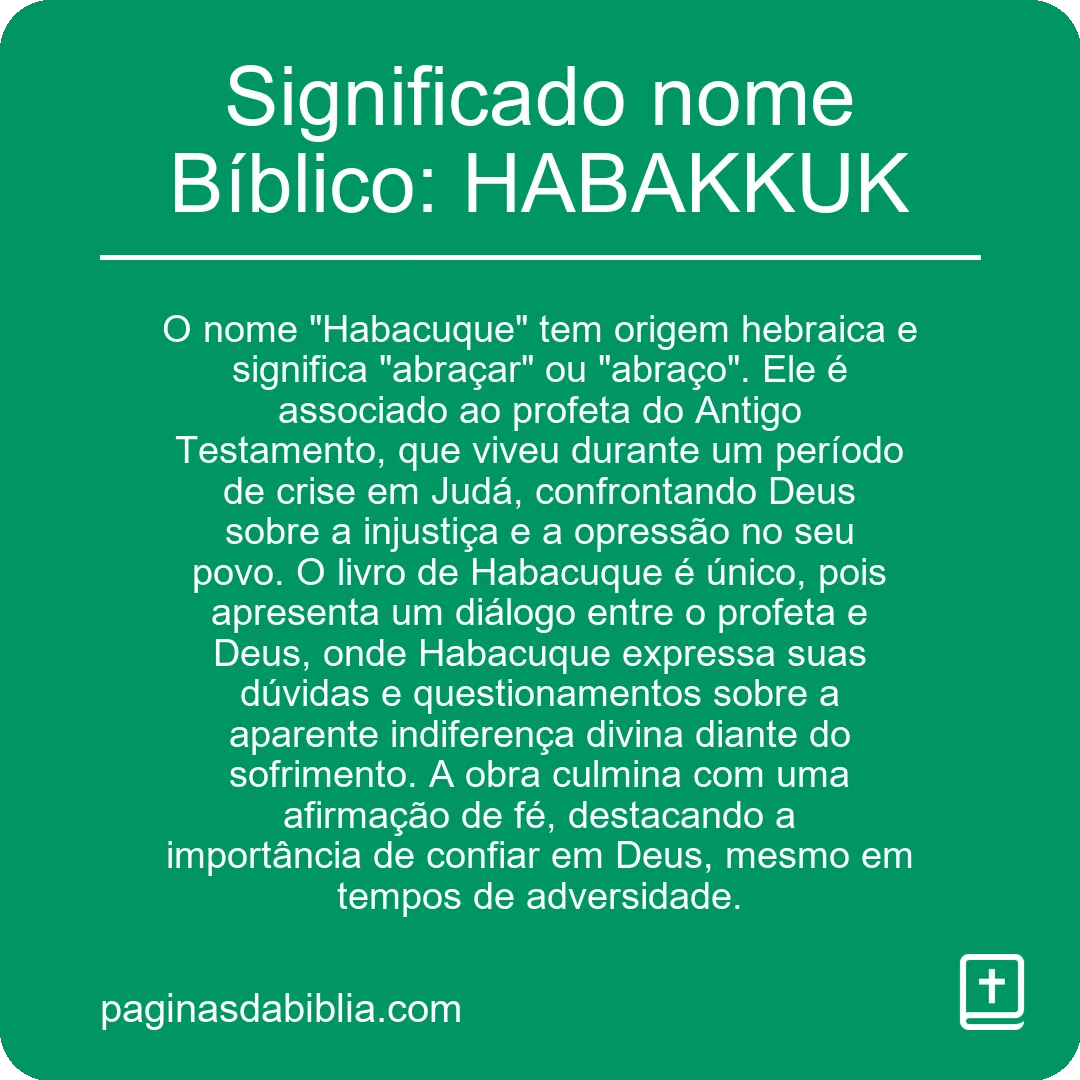 Significado nome Bíblico: HABAKKUK