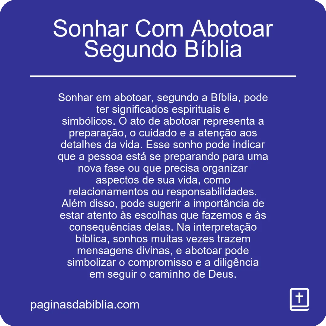 Sonhar Com Abotoar Segundo Bíblia