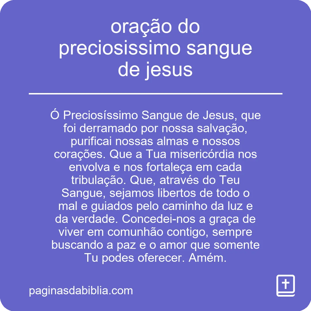 oração do preciosissimo sangue de jesus