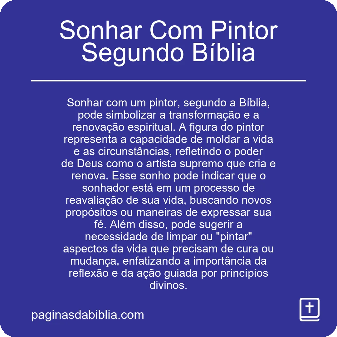 Sonhar Com Pintor Segundo Bíblia