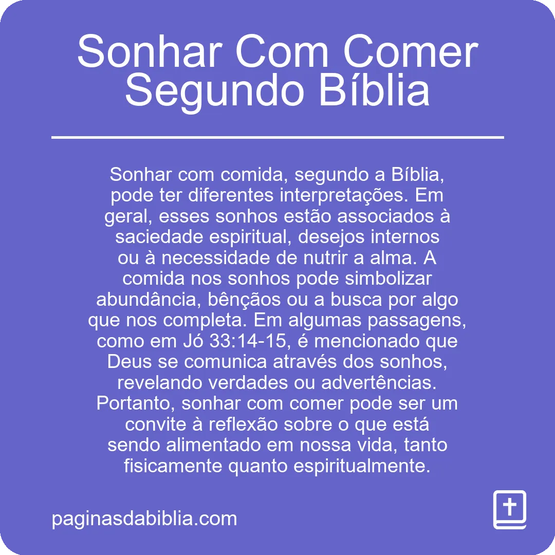 Sonhar Com Comer Segundo Bíblia