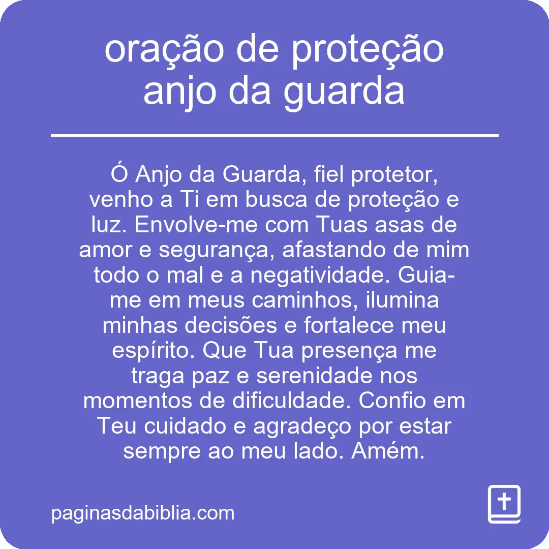 oração de proteção anjo da guarda