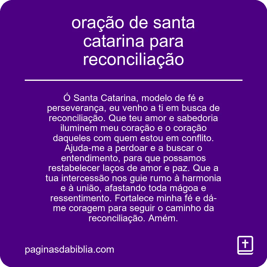 oração de santa catarina para reconciliação