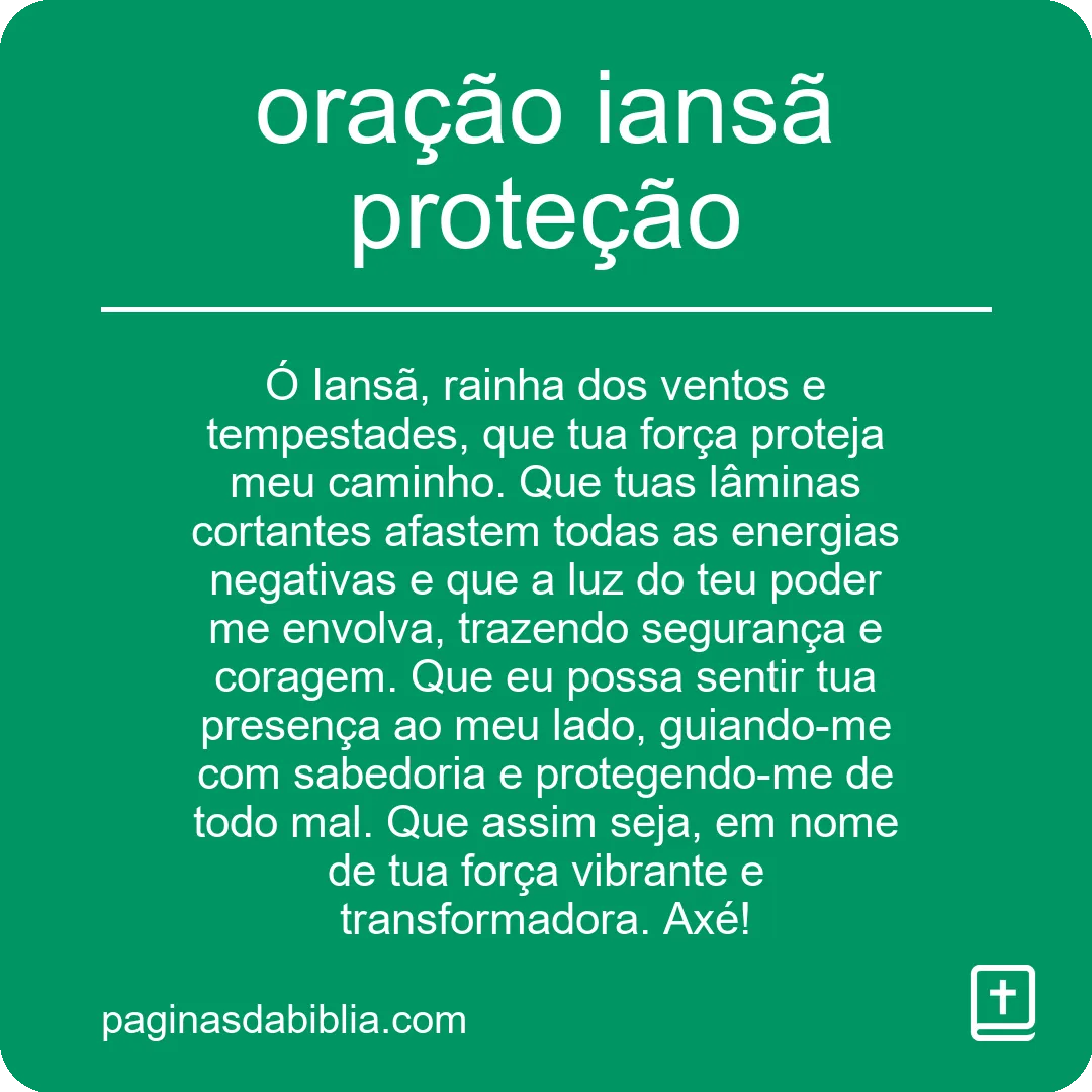 oração iansã proteção