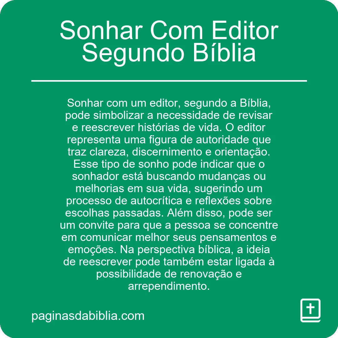 Sonhar Com Editor Segundo Bíblia