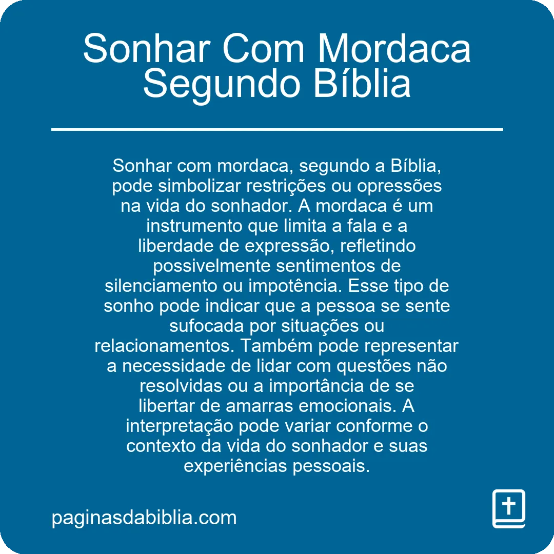 Sonhar Com Mordaca Segundo Bíblia