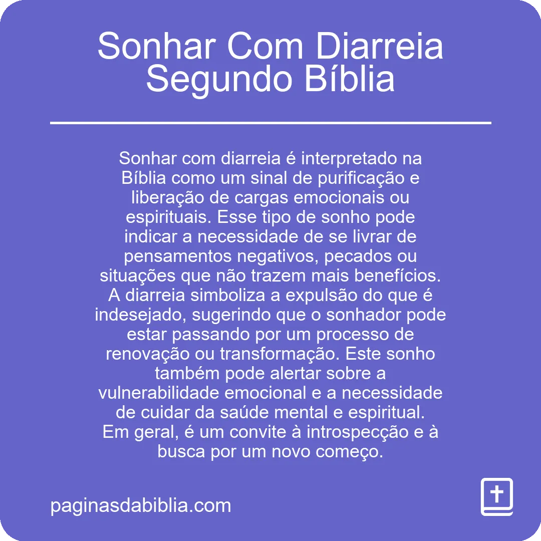 Sonhar Com Diarreia Segundo Bíblia