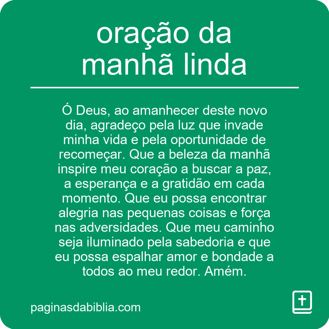 oração da manhã linda