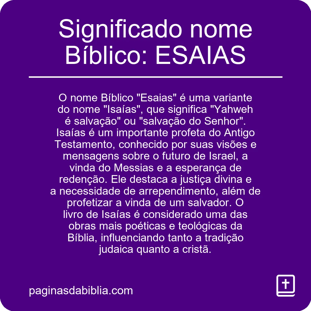 Significado nome Bíblico: ESAIAS