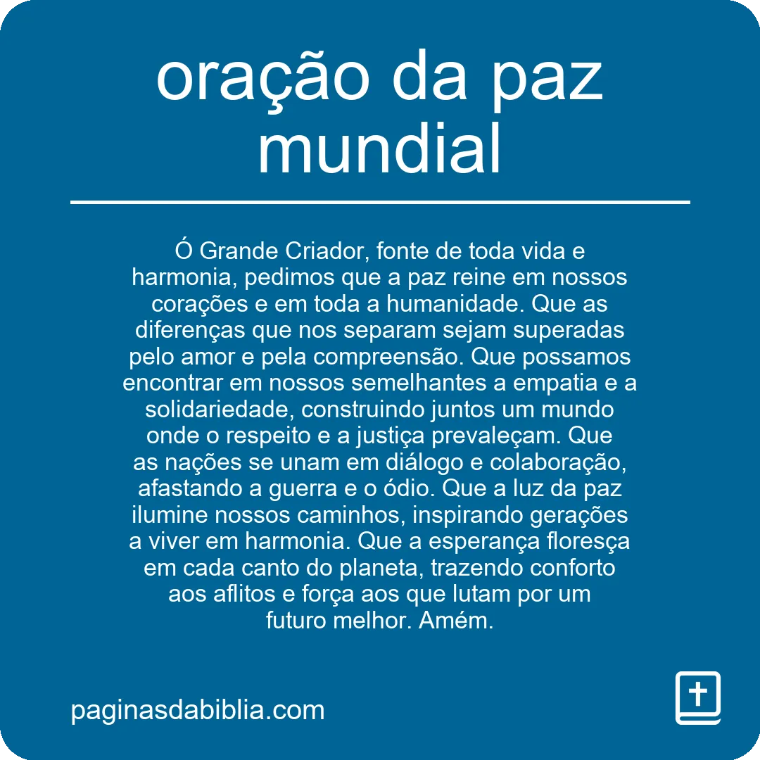 oração da paz mundial