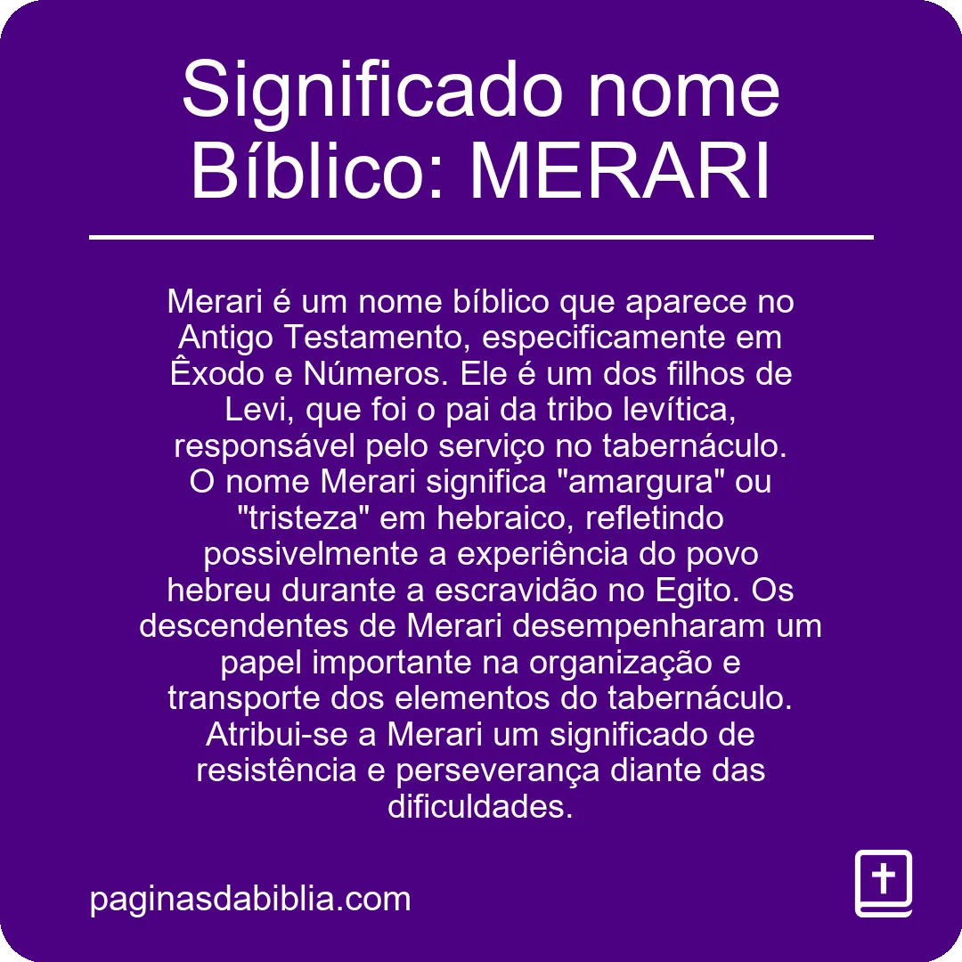 Significado nome Bíblico: MERARI