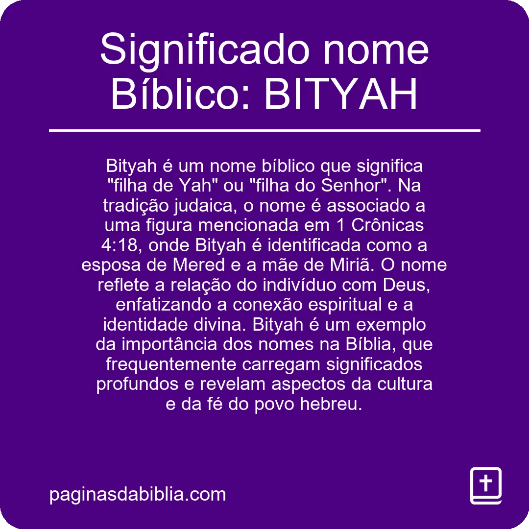 Significado nome Bíblico: BITYAH