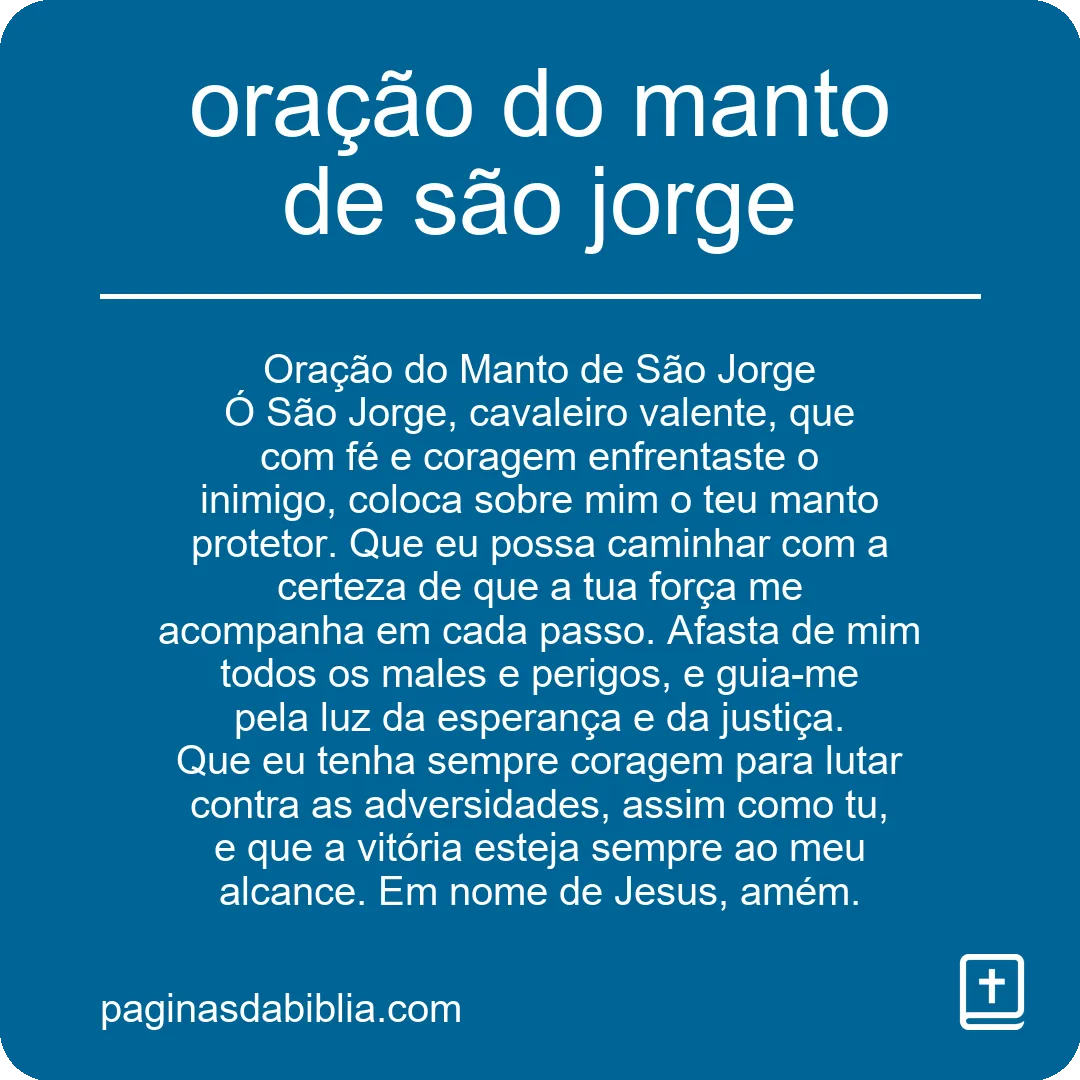 oração do manto de são jorge