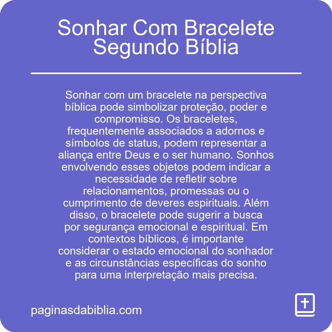 Sonhar Com Bracelete Segundo Bíblia