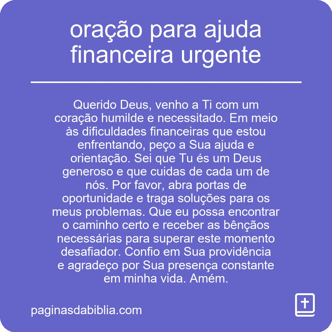 oração para ajuda financeira urgente