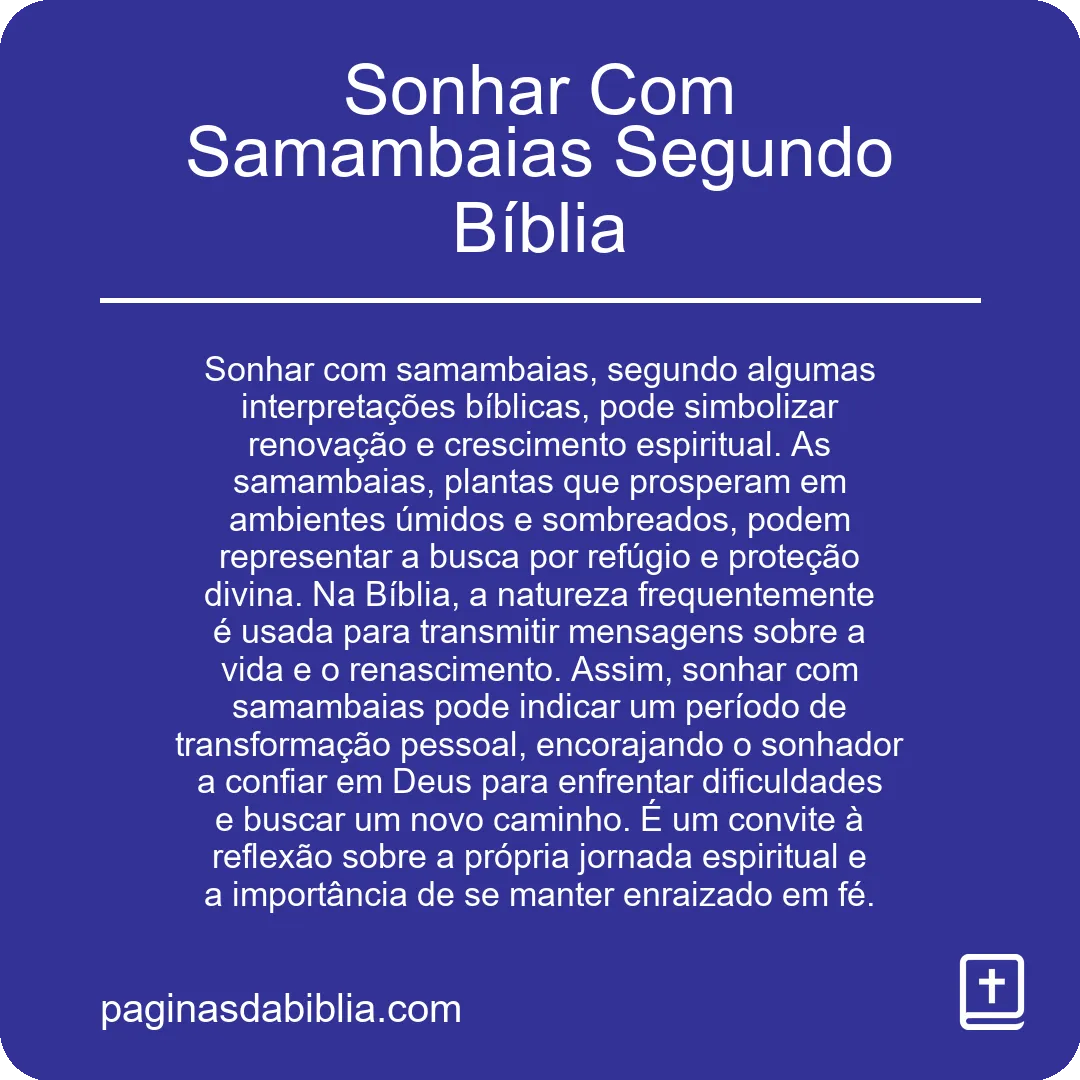 Sonhar Com Samambaias Segundo Bíblia