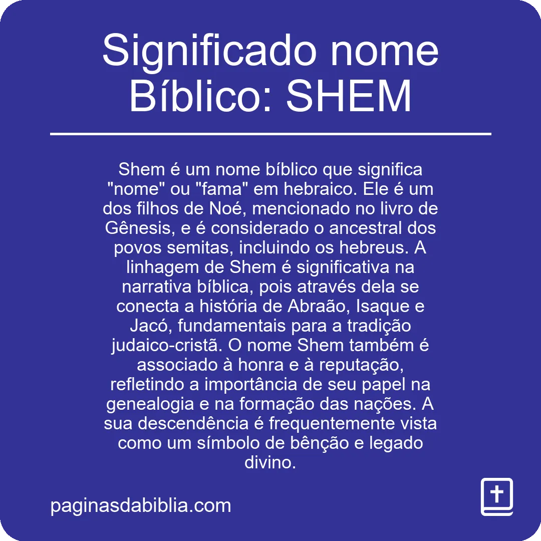 Significado nome Bíblico: SHEM