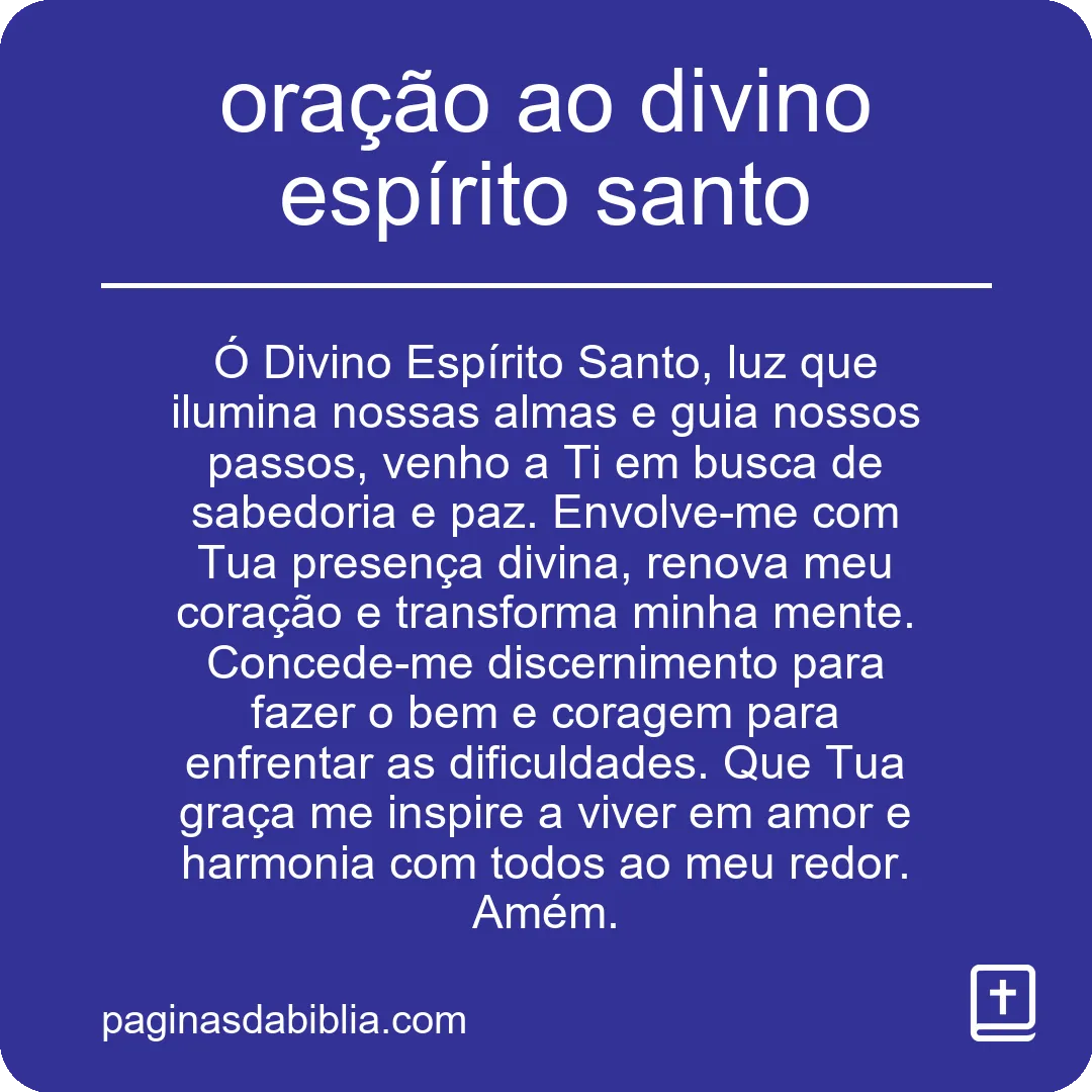 oração ao divino espírito santo