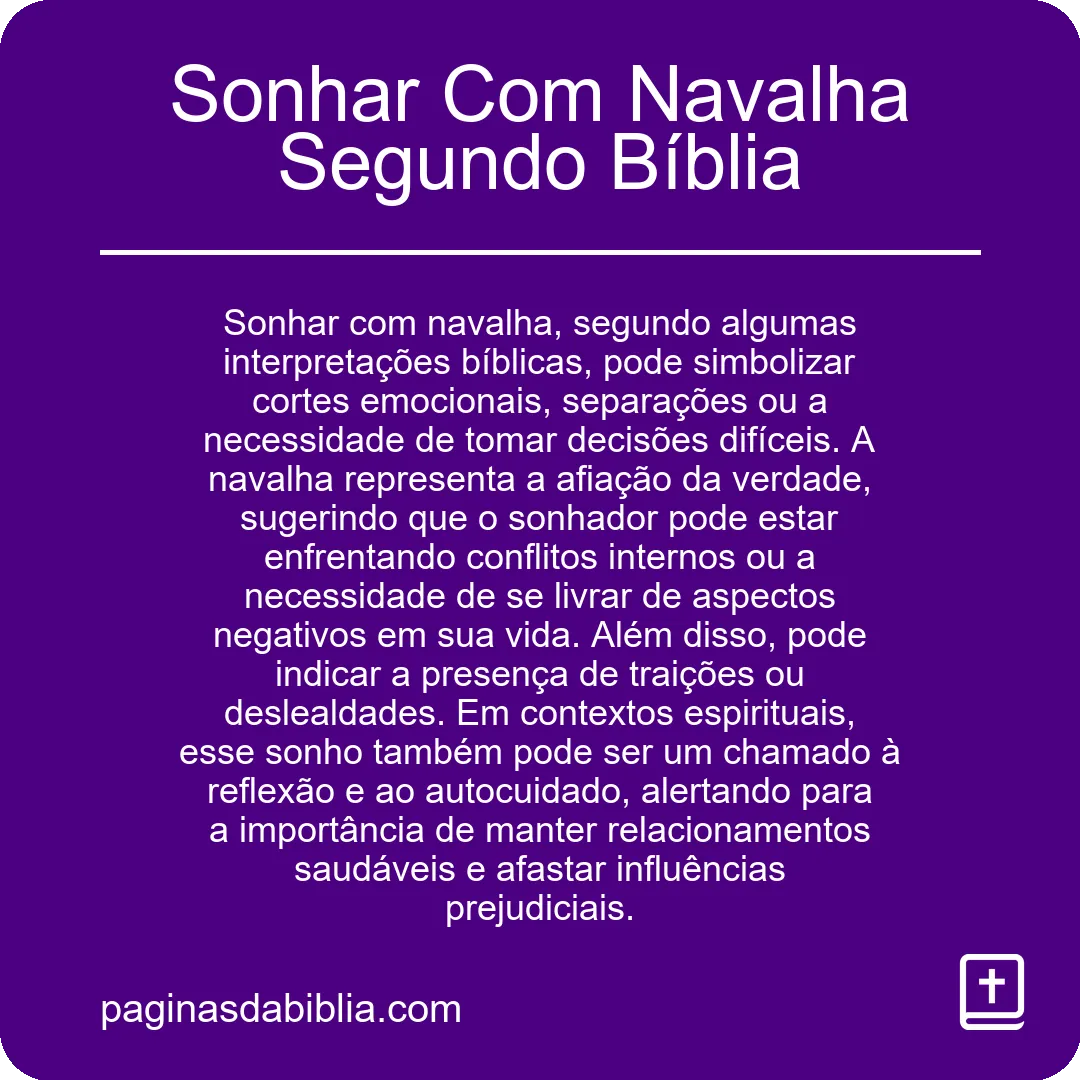 Sonhar Com Navalha Segundo Bíblia