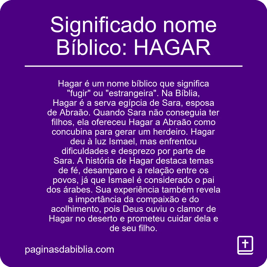 Significado nome Bíblico: HAGAR