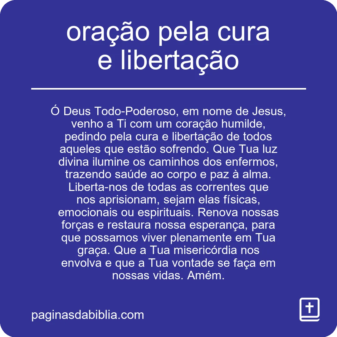 oração pela cura e libertação