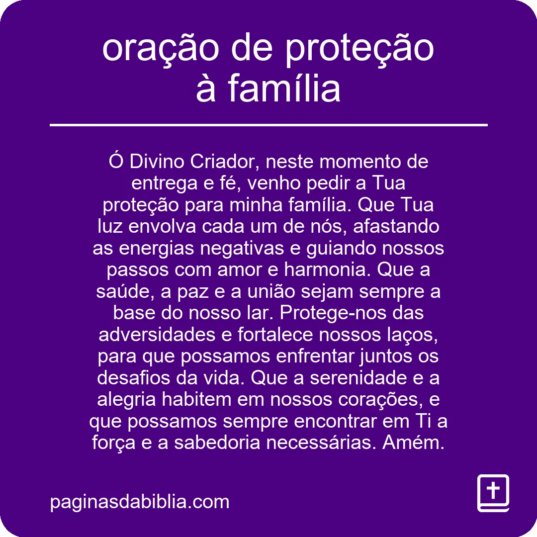 oração de proteção à família