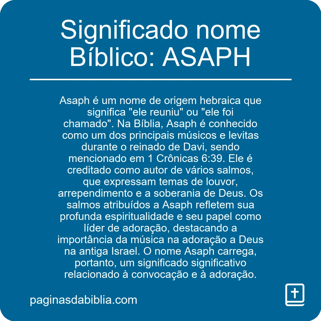 Significado nome Bíblico: ASAPH