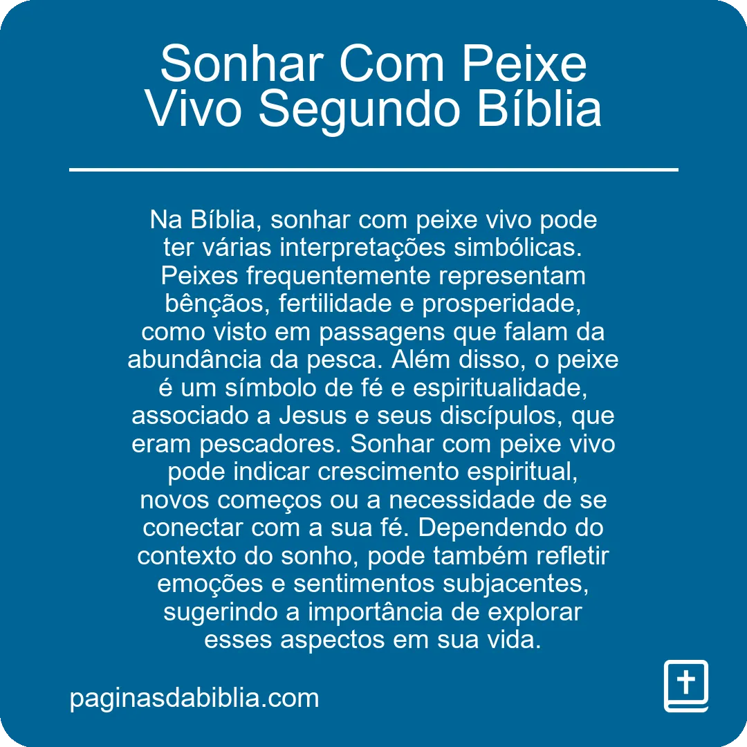 Sonhar Com Peixe Vivo Segundo Bíblia