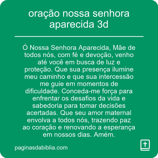 oração nossa senhora aparecida 3d