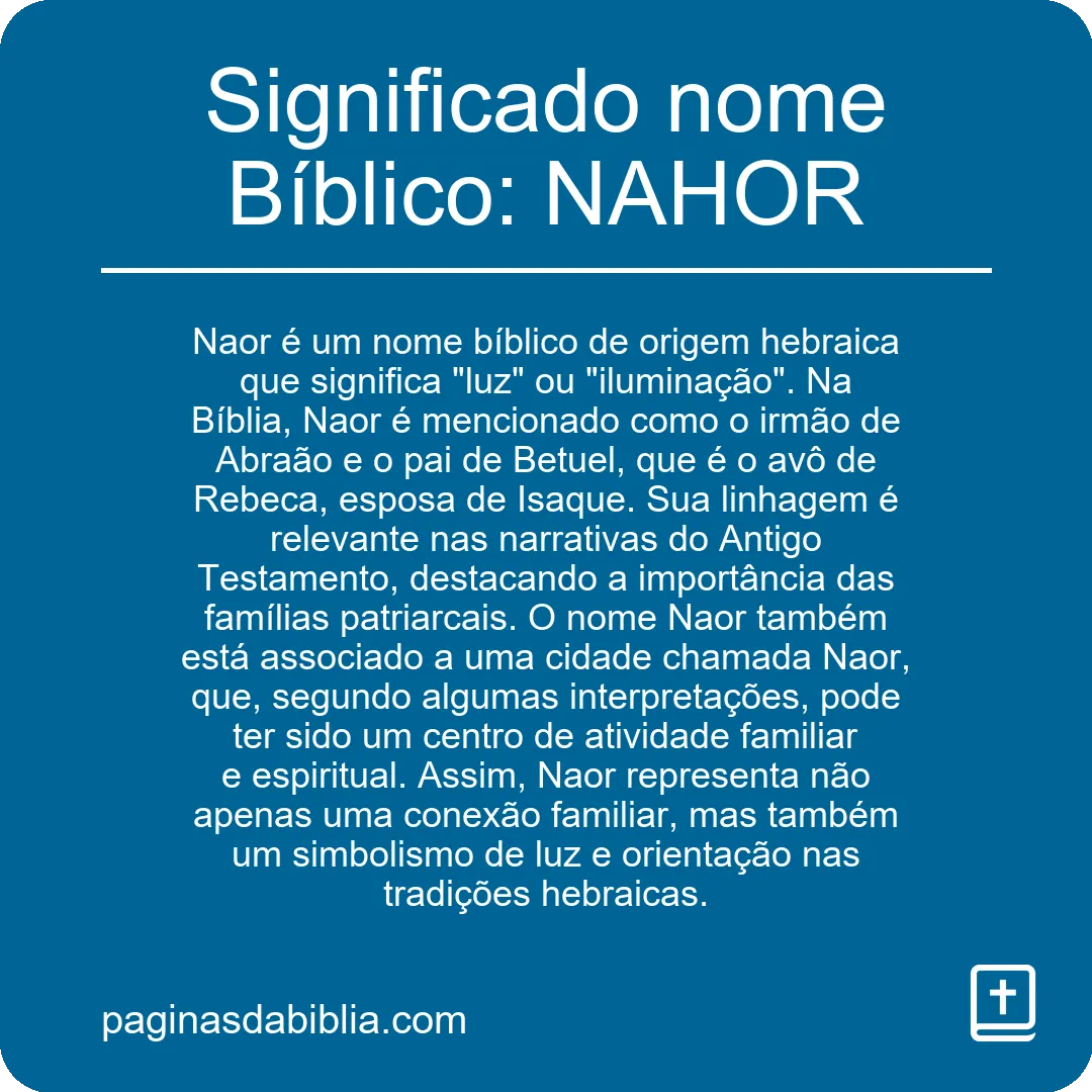 Significado nome Bíblico: NAHOR