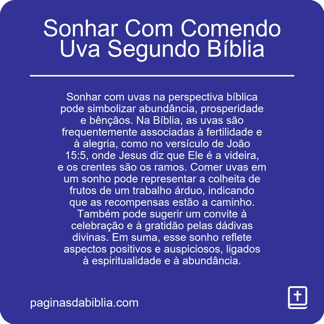 Sonhar Com Comendo Uva Segundo Bíblia