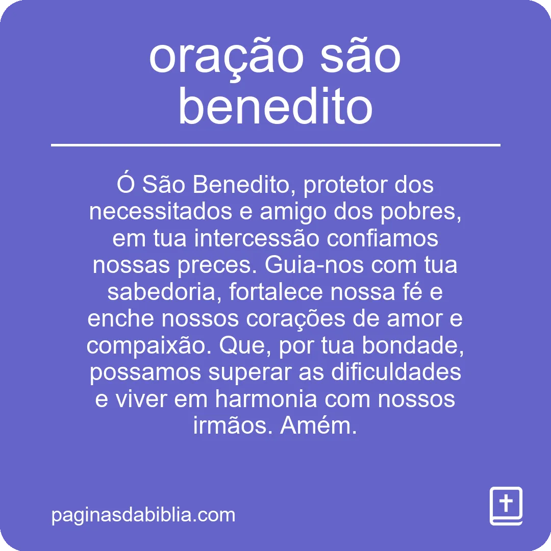 oração são benedito