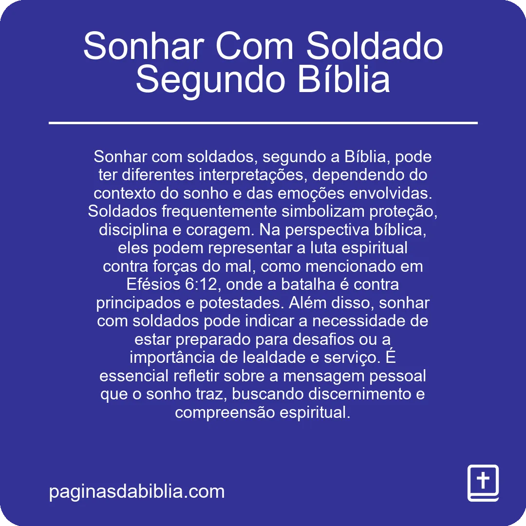 Sonhar Com Soldado Segundo Bíblia