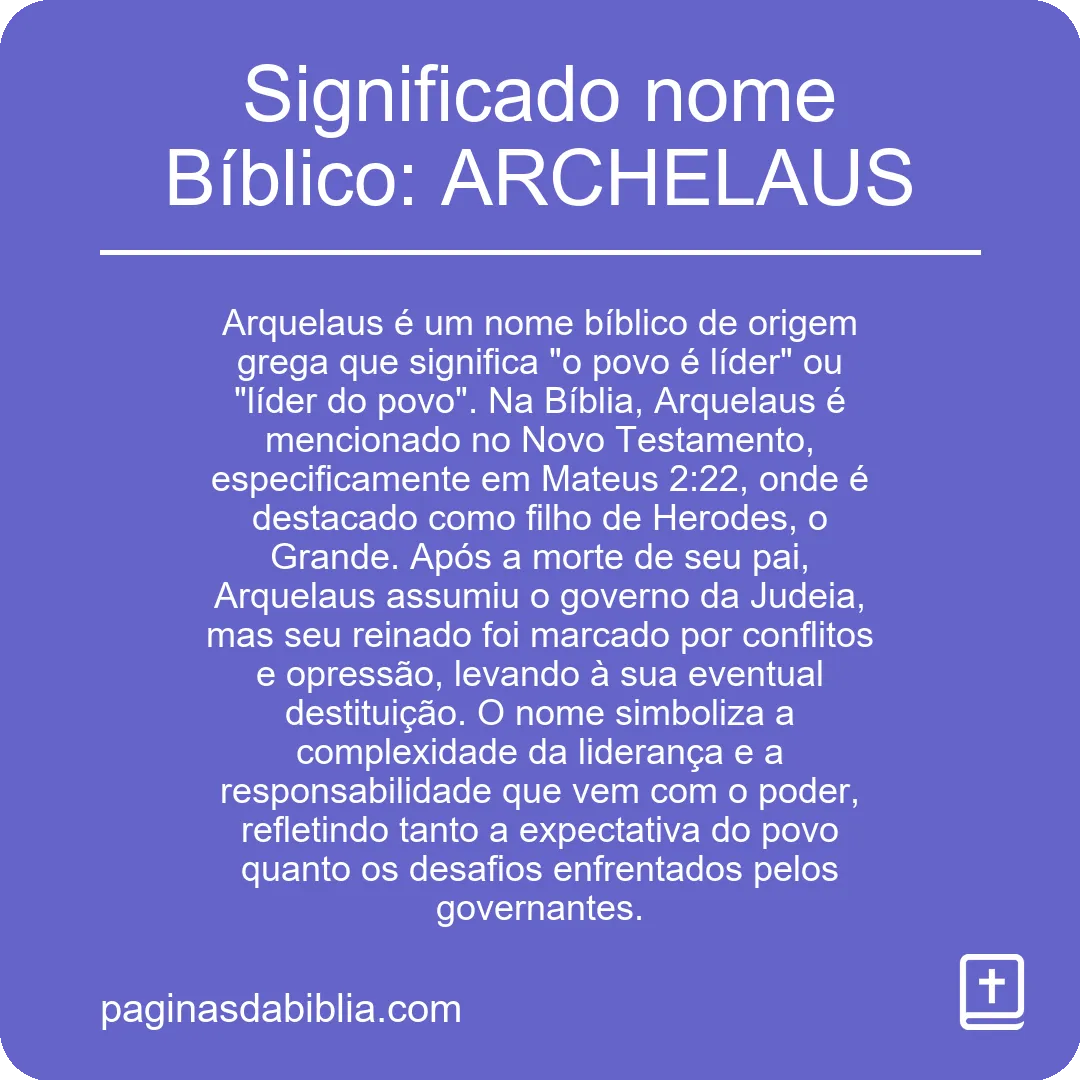 Significado nome Bíblico: ARCHELAUS