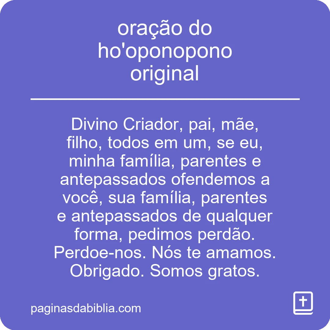 oração do ho'oponopono original