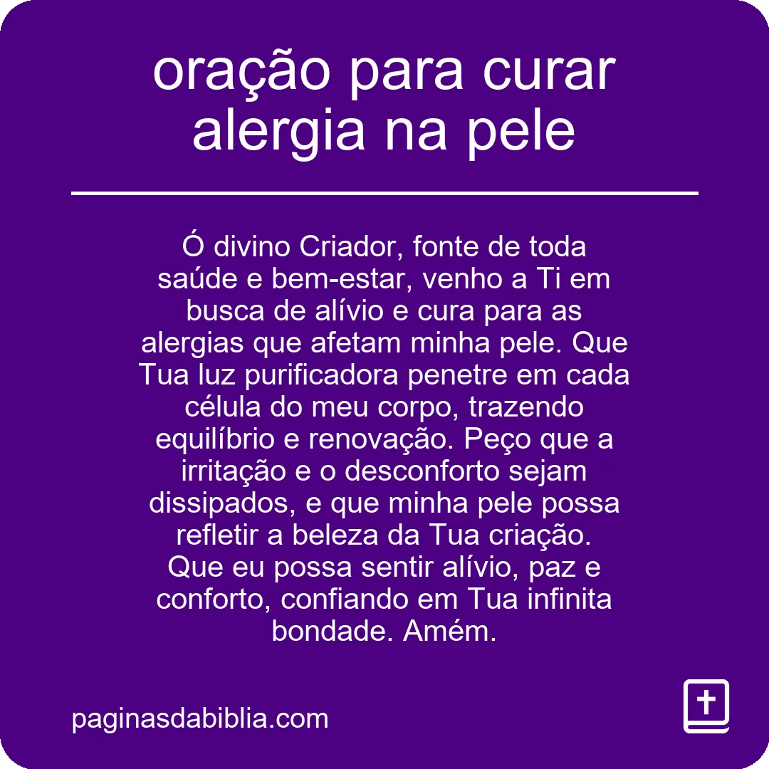 oração para curar alergia na pele