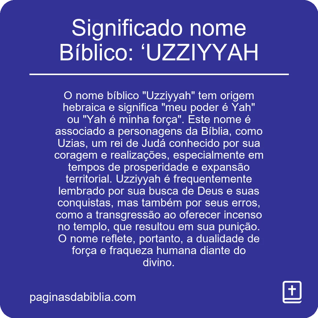 Significado nome Bíblico: ‘UZZIYYAH