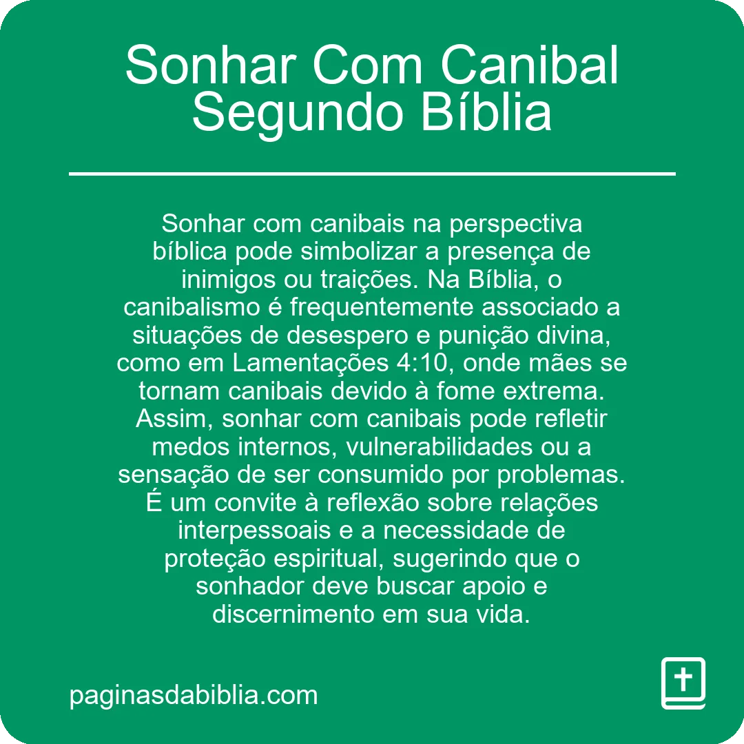 Sonhar Com Canibal Segundo Bíblia